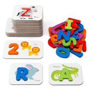 Alphabet ABC Learning Toys 3-5, Wooden Toddler Preschool Montessori
